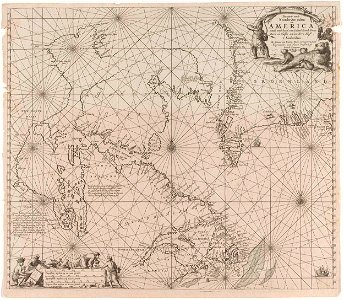 Paskaart een gedeelte van de kust van Noord Canada en Groenland