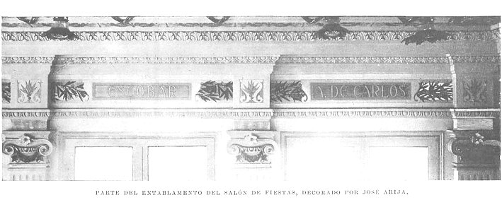 Parte del entablamento del Salón de Fiestas, decorado por José Arija, la nueva casa de Blanco y Negro, La Ilustración Española y Americana, 15-02-1899