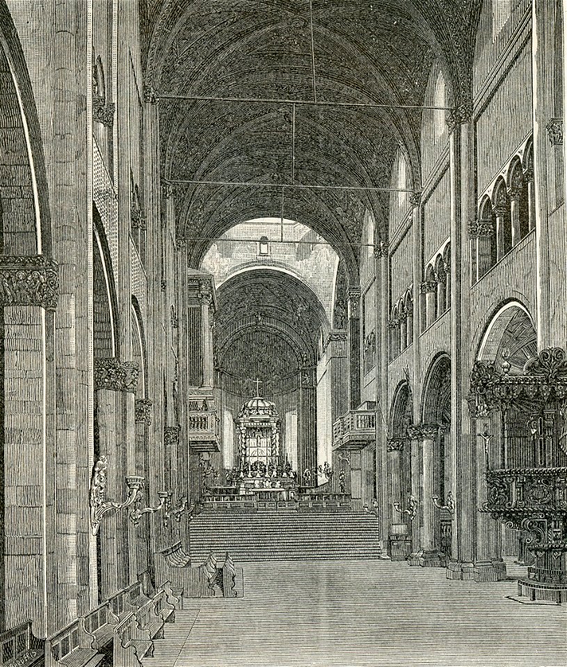 Parma Duomo l’interno xilografia