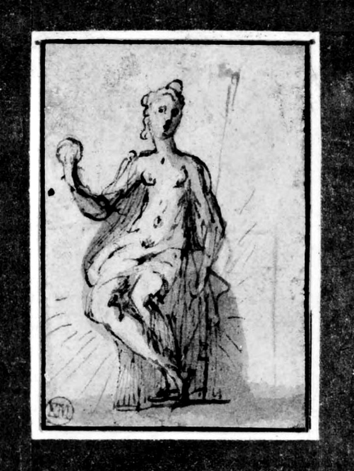 Parmigianino - Woman with Drapery over her Legs Holding a Globe in her Right Hand, a Staff in her Left, NMH 2481863