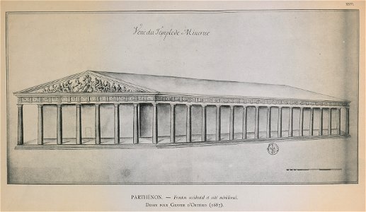 Parthénon, fronton occidental et côté méridionale Dessin pour Gravier d'Ortières (1687) - Omont Henri Auguste - 1898
