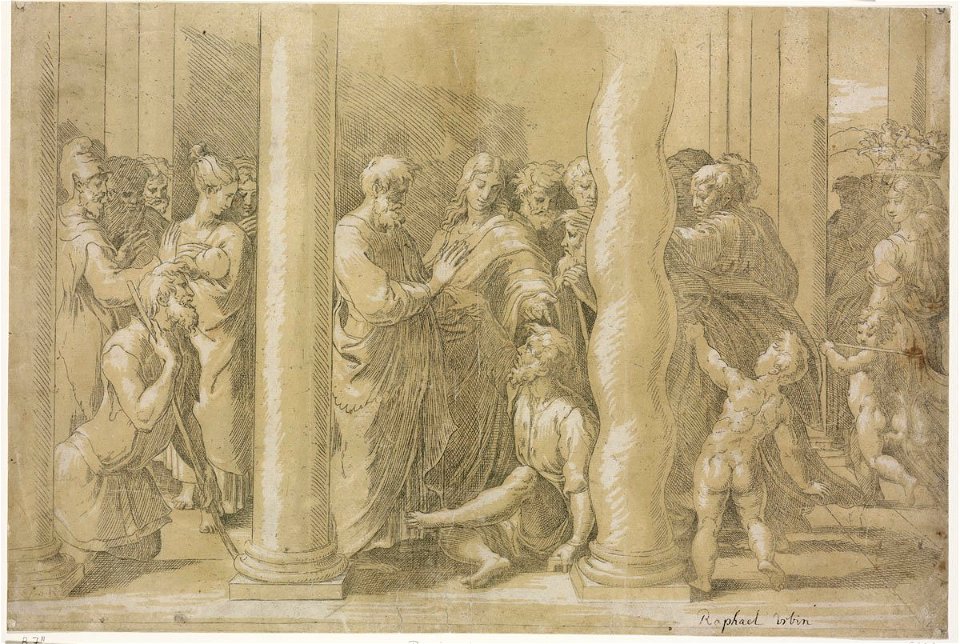 Parmigianino - Saint Peter and Saint John Healing the Lame Man at the ...