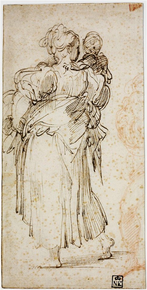 Parmigianino - recto Study for a Woman Carrying a Child, 1897, 17753