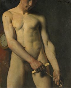 Pascal Adolphe Jean Dagnan-Bouveret - Nude Study of a Man - 1914.18 - Yale University Art Gallery. Free illustration for personal and commercial use.