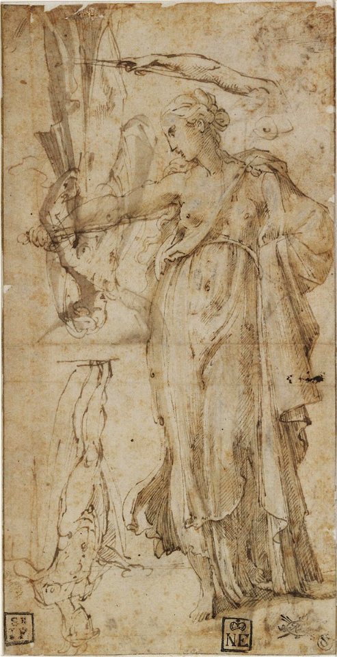 Parmigianino - recto Studies for the figures of Lucretia, Proserpina, and Mercury, 1883, 10889