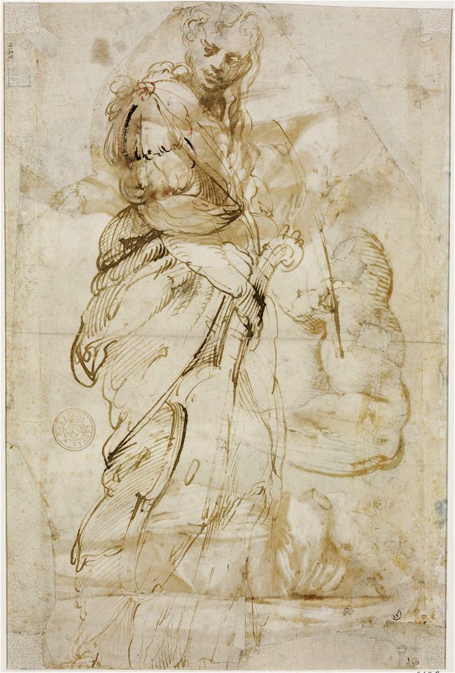 Parmigianino - recto Study for Saint Cecilia, 2108, 8565