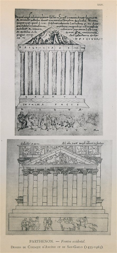Parthenon, fronton occidental Dessins de Cyriaque d'Ancône et de San-Galo (1435 - 1465) - Omont Henri Auguste - 1898