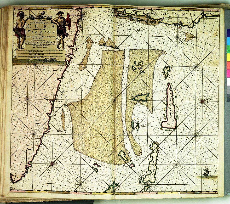Pas kaart vande noord oost kust van Cuba en d'oost kust van Florida vervaartende van Canal van Bahama met de Bahaamse Eylanden RMG F8151