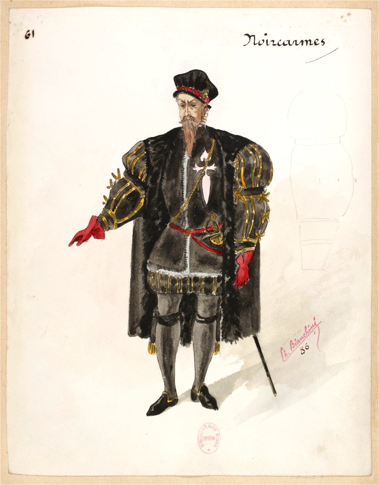 Patrie! 1886 costume sketch 61 for Noircarmes – Gallica 2013