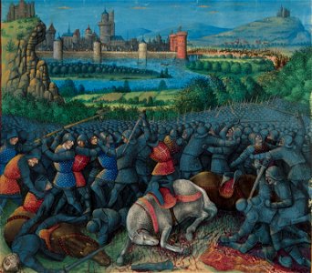 Passages d'outremer - BNF Fr.5594, f37v - bataille de Dorylée (cropped)