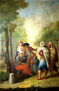 Paseo del Prado con personajes junto a una vendedora ambulante (Museo del Prado)