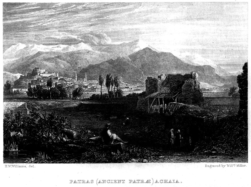 Patras (Ancient Patrae) Achaia engraving by William Miller after H W Williams
