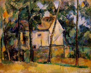 Paul Cezanne Maison et arbes. Free illustration for personal and commercial use.