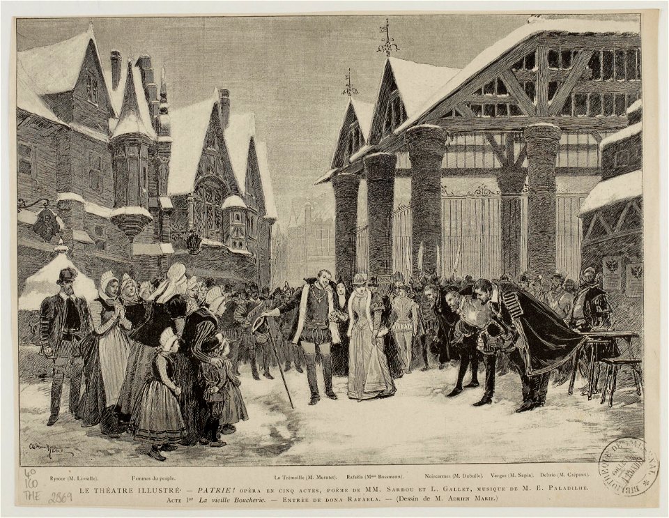 Patrie! 1886 opera, press illustration of Act 1 – Gallica 2010