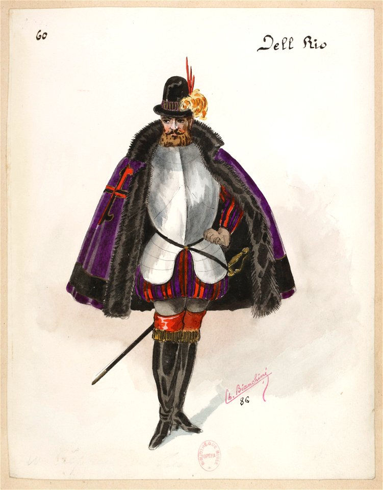 Patrie! 1886 costume sketch 60 for Dell Rio – Gallica 2013