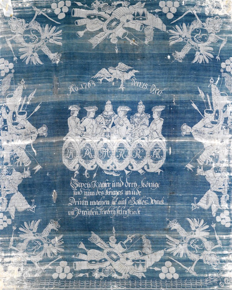 Patriotisches Tuch auf den Frieden von Hubertusburg 1763