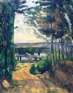 Paul Cézanne - Road leading to the lake - Google Art Project. Free illustration for personal and commercial use.