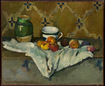 Paul Cézanne - Still Life with Jar, Cup, and Apples. Free illustration for personal and commercial use.