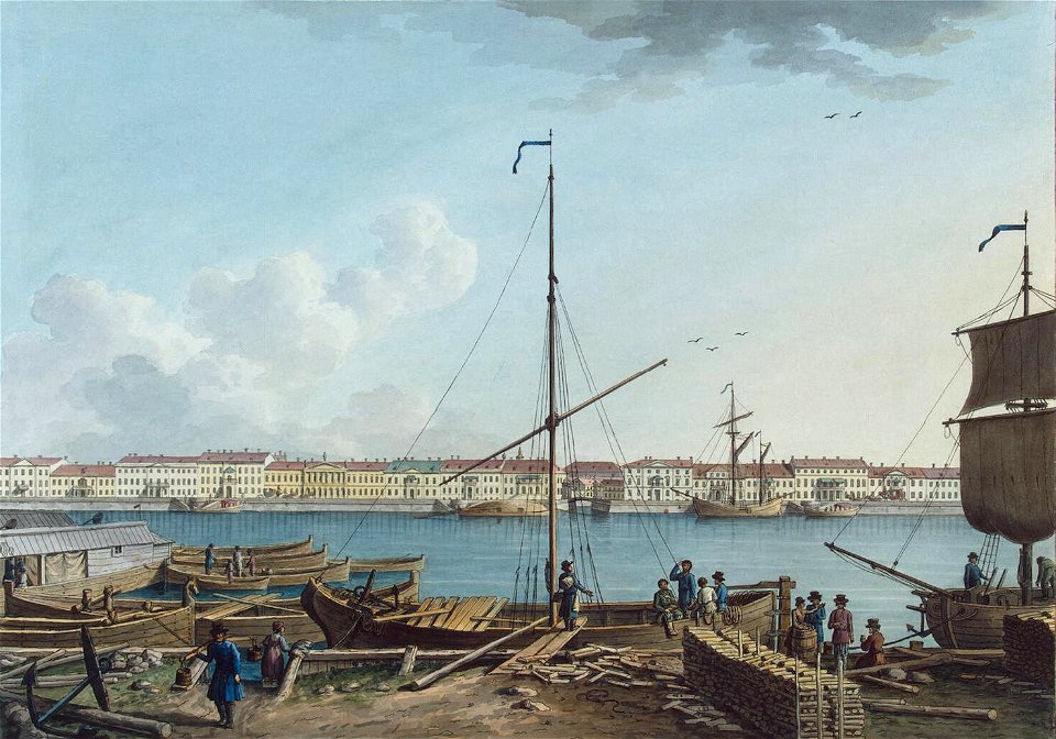 Paterssen View of English Embankment from Vasilyevsky Island part2 1799