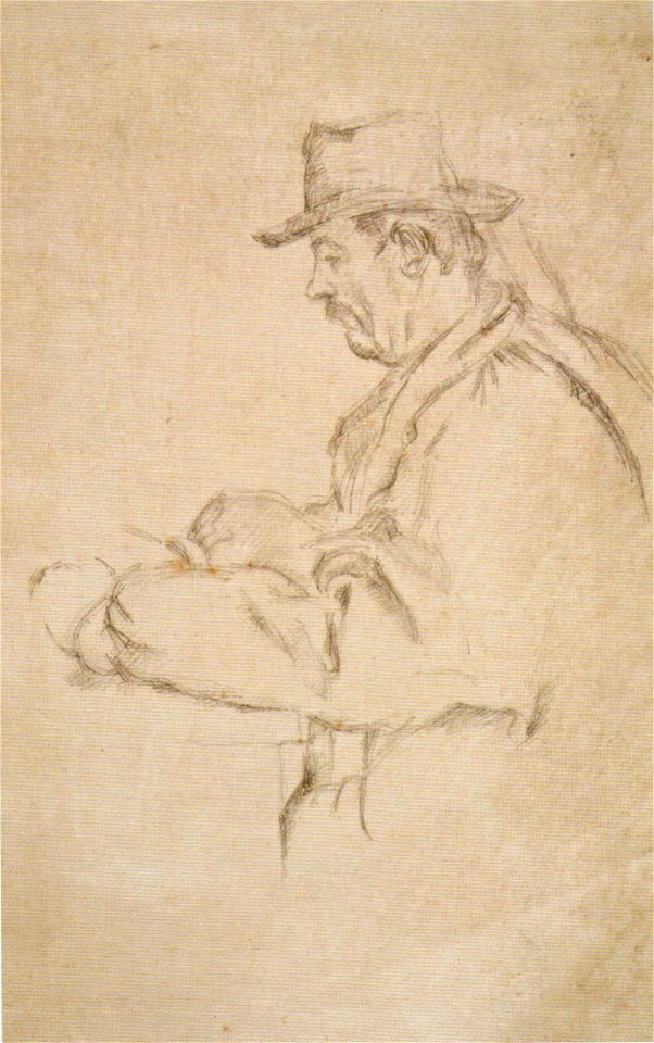 Paul Cézanne - Study for the Card Players, drawing, 1890-96, Honolulu Academy of Arts
