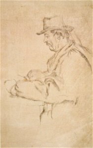 Paul Cézanne - Study for the Card Players, drawing, 1890-96, Honolulu Academy of Arts. Free illustration for personal and commercial use.