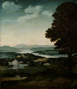 Joachim Patinir Landscape with Grazing Donkey. Free illustration for personal and commercial use.