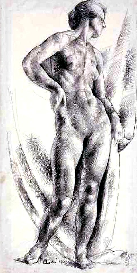 Patkó Standing Female Nude with Drapery 1923