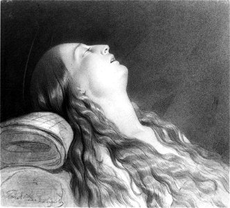 Paul Delaroche - Study for Louise Vernet on Her Death Bed - Walters 371379