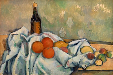 Paul Cézanne - Bottle and Fruits (Bouteille et fruits) - BF7 - Barnes Foundation. Free illustration for personal and commercial use.
