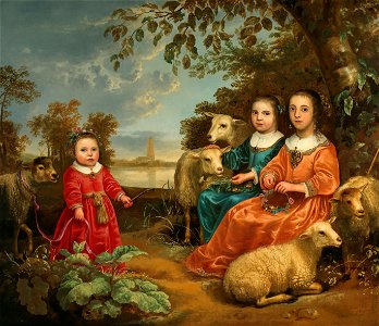 Pastoral landscape with children among sheep Dordrecht School