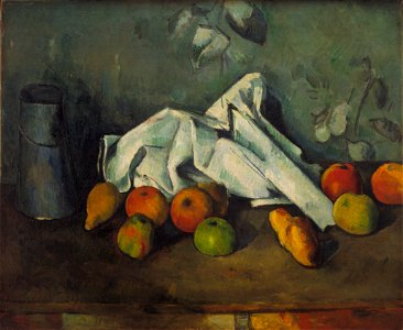Paul Cézanne - Boîte à lait et pommes - Google Art Project. Free illustration for personal and commercial use.