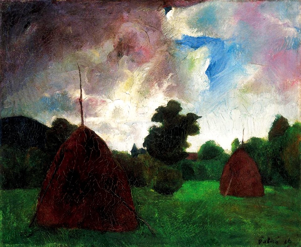 Patkó Landscape in Nagybánya with Stacks 1927