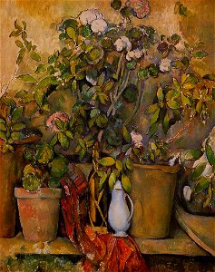 Paul Cezanne Pots en terre cuite et fleurs. Free illustration for personal and commercial use.