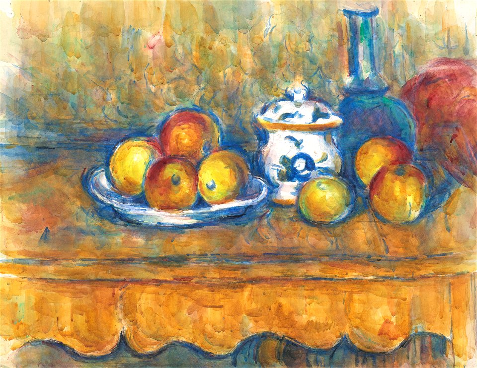 Paul Cézanne - Stillleben mit blauer Flasche, Zuckerdose und Äpfeln - 1941 - Österreichische Galerie Belvedere