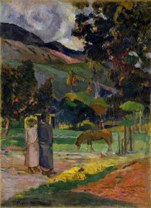 Paul Gauguin - Tahitian Landscape. Free illustration for personal and commercial use.