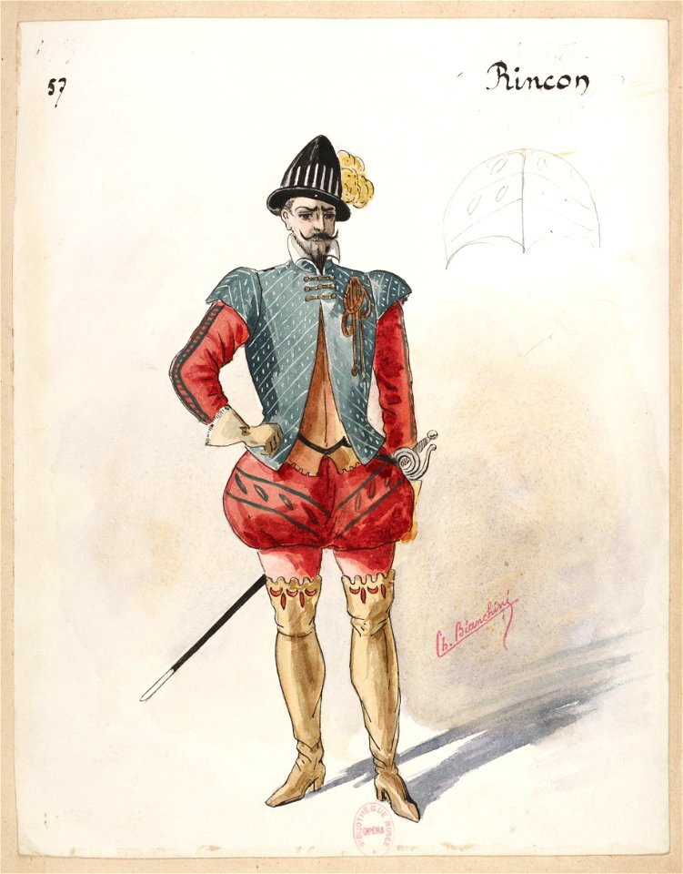 Patrie! 1886 costume sketch 57 for Rincon – Gallica 2013