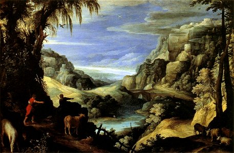 Paul Bril - Landscape with Mercury and Argus - WGA03194. Free illustration for personal and commercial use.