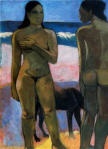 Paul Gauguin (1848-1903) - Two Nudes on a Tahitian Beach. Free illustration for personal and commercial use.