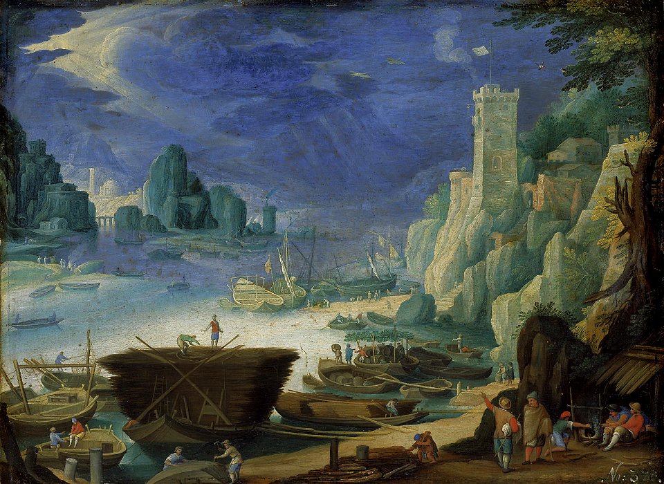 Paul Bril - Nächtliche Hafenlandschaft mit Leuchtturm - GG 5770 - Kunsthistorisches Museum