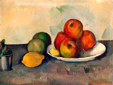 Paul Cézanne, Still Life With Apples, c. 1890. Free illustration for personal and commercial use.