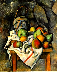 Paul Cézanne, La vase paillé, c. 1895. Free illustration for personal and commercial use.