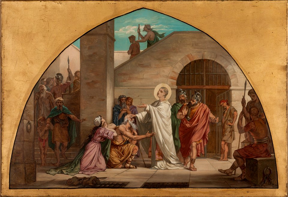Paul Célestin Louis (dit Paul Nanteuil) Nanteuil-Leboeuf - Esquisse pour l'église Saint-Gervais , saint Laurent guérissant les aveugles dans sa prison - PPP4748 - Musée des Beaux-Arts de la ville de Paris