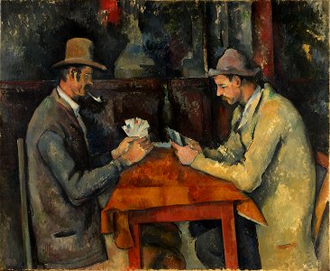 Paul Cézanne, 1892-95, Les joueurs de carte (The Card Players), 60 x 73 cm, oil on canvas, Courtauld Institute of Art, London. Free illustration for personal and commercial use.