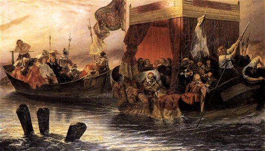 Paul Delaroche - The State Barge of Cardinal Richelieu on the Rhone - WGA06263