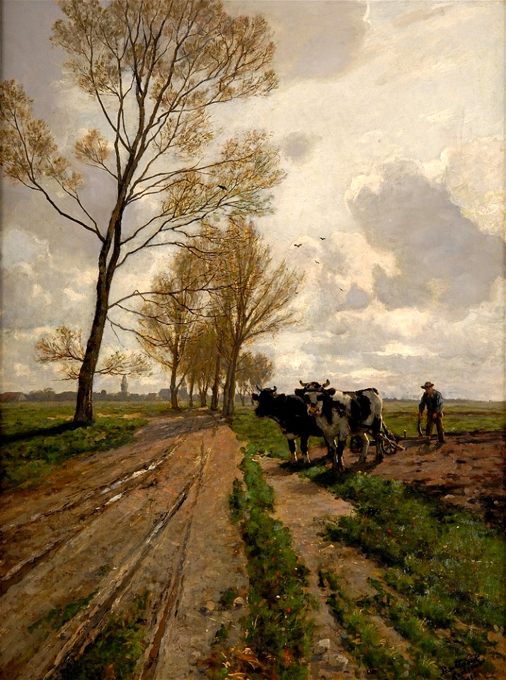 Paul Crodel Frühjahrslandschaft mit Ochsenpflug