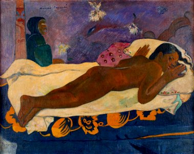 Paul Gauguin - Manaò tupapaú (Spirit of the Dead Watching) - 1965-1 - Albright–Knox Art Gallery. Free illustration for personal and commercial use.