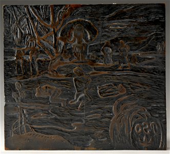 Paul Gauguin - Mahana Atua woodcut block