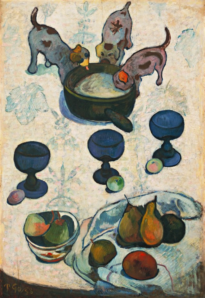 Paul Gauguin - Nature morte avec trois petits chiens - Google Art Project
