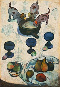 Paul Gauguin - Nature morte avec trois petits chiens - Google Art Project