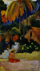 Paul Gauguin - Landscape in Tahiti (Mahana Maà) - Google Art Project. Free illustration for personal and commercial use.